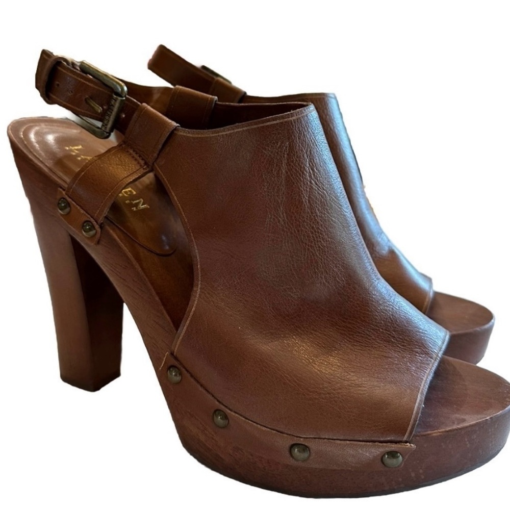 Ralph Lauren Brown Leather Heels